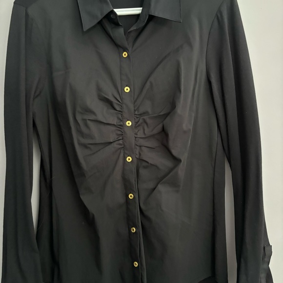Dana Buchman Size 6 Black Long Sleeve Button Down Shirt - Picture 2 of 11